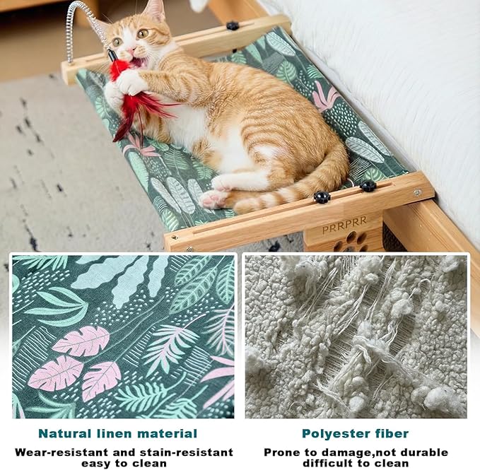 Cat Window Perch for Large Cats Inside, Sturdy Cat Window Hammock Seat with Cooling Mat, Adjustable Cats Platform Bed Shelf Fits Windowsill, Bedside, Desk, Drawers and Cabinet