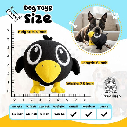 Squeaky Dog Toy for Small & Medium Dogs – Cute Black Crow Plush Dog Toy – Soft Stuffed Animal Puppy Toy with Squeaker for Interactive Play, Safe Durable Plush Toy to Keep Pets Busy – 6.5"
