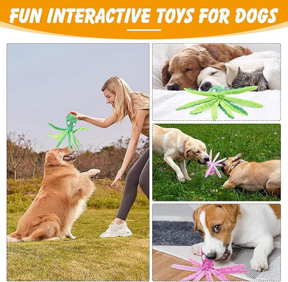 2 Pcs Octopus Dog Toys, No Stuffing Squeaky Dog Toys Chew Toys for Dogs Puppy Toys Indestructible Dog Toy for Small & Medium & Large Dogs (Purple,Green)