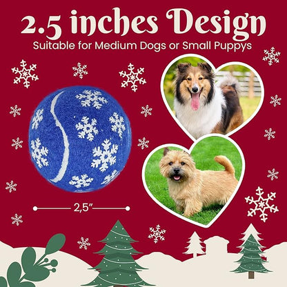 Christmas Dog Balls Toys, 3 Pack 2.5'' Squeaky Tennis Balls for Dogs | Idea Gift for Puppy Birthday & Christmas Decoration & Stocking Stuffers, Small Medium Large Breeds