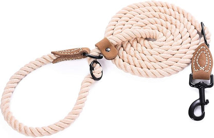 Mile High Life Hands Free Dog Leash, Crossbody Waist Leash with Genuine Leather Connection, Multifunctional Adjustable Slip Lead for Dog Walking Running (Light Brown, 7FT)