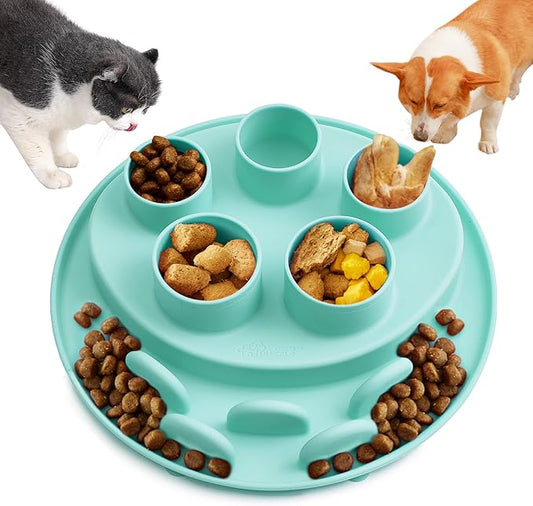 Puzzle Feeder Slow Feeder, Interactive Cat Puzzle Toy for Mental Stimulation, Silicone Cat Enrichment Toys, Reduces Boredom and Trains Intelligence, Green