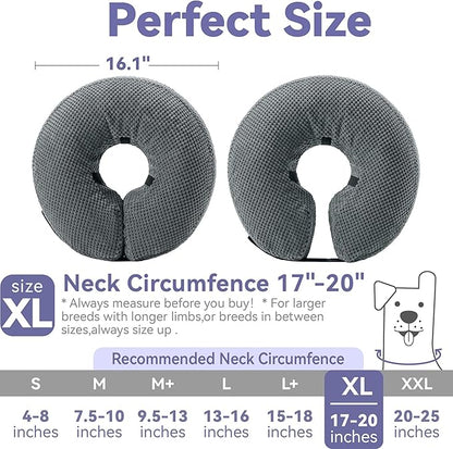 Soft Inflatable Dog Cone Collar Alternative After Surgery - Dog Neck Donut E Collar for Large Medium Small Dogs Cats Post Surgery - Recovery Collar to Stop Licking - Grey, XL