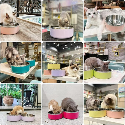 IKITCHEN Dog Bowl for Food and Water, 40 Oz Stainless Steel Pet Feeding Bowl, Durable Non-Skid Insulated Heavy Duty with Rubber Bottom for Medium Large Dogs (40 Ounces/5 Cup, Light Purple)