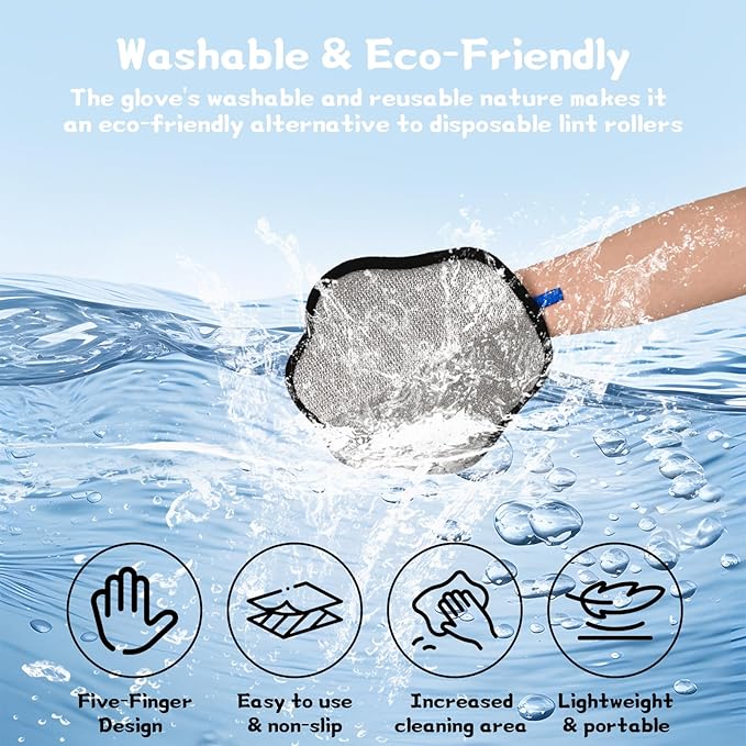 Pet Hair Removal Glove for Dog and Cat, Upgraded 5-Finger Electrostatic Pet Hair Remover, Reusable and Easy Cleaning, Effortlessly Remove Hair from Clothing, Couch, Carpet, Car Seat and Furniture