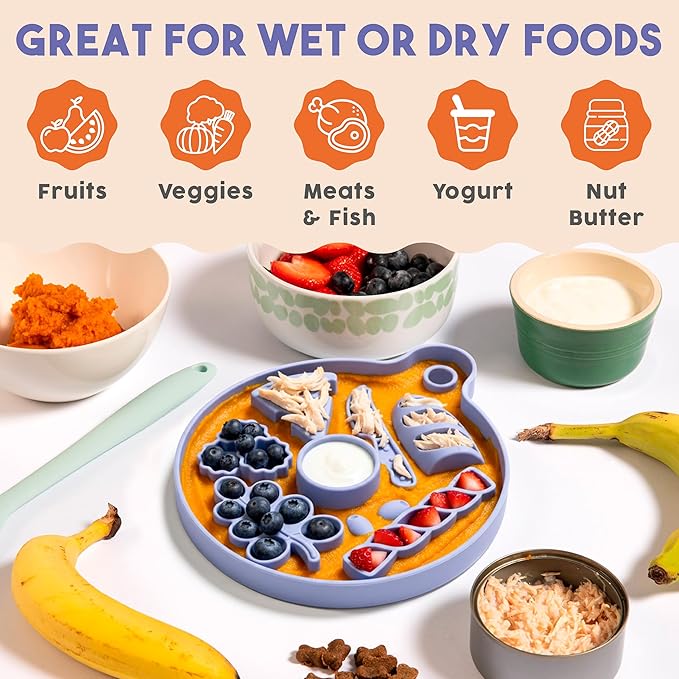 Awoo Smorgasboard - Silicone Dog and Puppy Lick Mat and Slow Feeder with Suction Cups - Non-Slip, Dishwasher Safe Pet Dish - Extends Mealtime for Fast Eaters - for Wet & Dry Food (Sage)