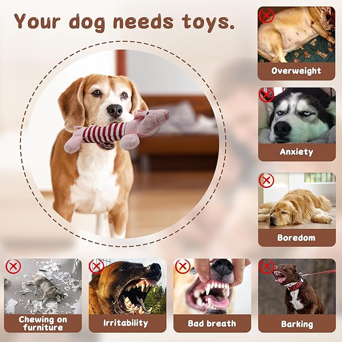 1PC Squeaky Dog Toys to Keep Them Busy Squeaky Dog Toys with Soft Fabric, for Small, Medium, and Large Dogs for Daily Interaction, Companion Training (Pink Pig)