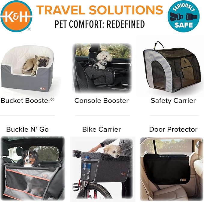 K&H Pet Products Buckle N Go Dog Car Seat for Small Dogs, Waterproof Fabric, Breathable Mesh Sides, Adjustable Seat Belt Leash, Carseat for Small Pets, Car Seat Carrier - XS 16 X 14 X 14in