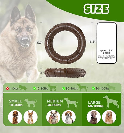 Tough Dog Chew Toy for Aggressive Chewers, Indestructible Beef Flavor Nylon Bone, Durable Dental Toy for Teeth Cleaning & Anxiety Relief, for Small Medium Large Dogs, Keep Them Busy (Brown-O)
