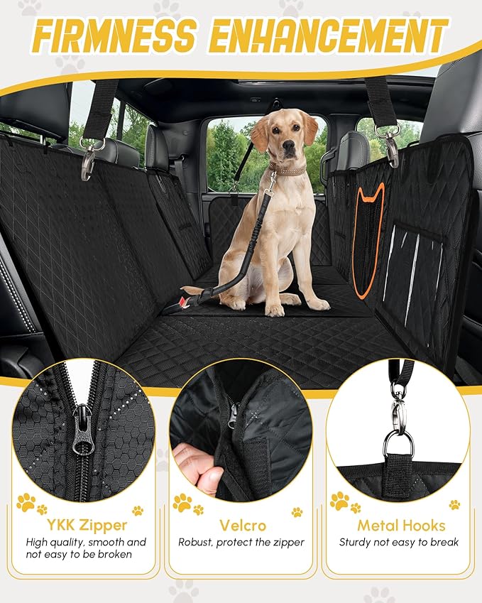 Angooni XL Dog Backseat Extender for Trucks - Hard Bottom 400lbs Load, Heavy-Duty Backseat Dog Hammock, Non-Slip & Waterproof Dog Seat Cover for F150, RAM1500, Silverado