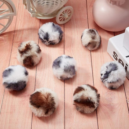 Skylety 8 Pcs Cat Pom Poms Ball with Catnip Soft Cat Balls Toy Large Plush Fuzzy Artificial Balls Faux Fur Patch 2 Inches for Winter Cute Kitten Pet Interactive Gifts Chasing Playing Exercising Indoor