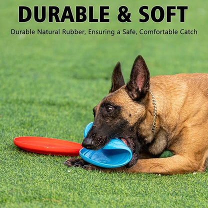 Dog Flying Disc - Durable Rubber Dog Toy for Fetch - Interactive Lightweight Flyer Dog Toys for Outdoor Playtime - Safer Disc for Healthy Activity - for Medium/Large Dogs 2 Pack