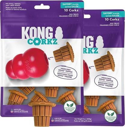 KONG Corkz Treat Toppers for Classic & Extreme Dog Toys – Long-Lasting Chew Enrichment, Mess-Free Treat Retention, Plant-Based Flavor, Helps Clean Teeth & Freshen Breath, Made in USA (2)