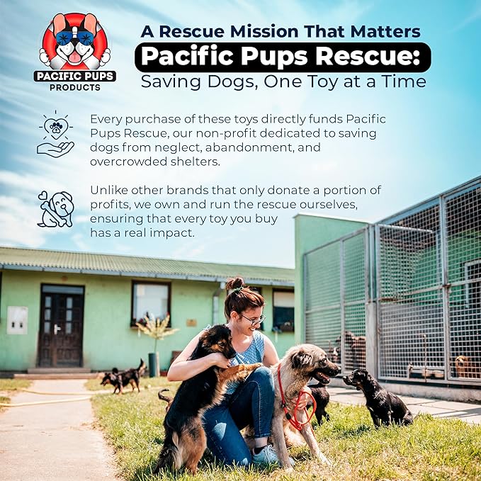 Pacific Pups Products XL Dog Rope Toy for Aggressive Chewers - Benefits Non-Profit Dog Rescue - Tug of War Dog Toy, Dog Toys for Large Dogs Tough Dog Toys for Aggressive Chewers Red
