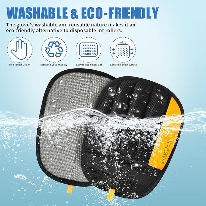 Upgraded Electrostatic Pet Hair Removal Glove for Dogs & Cats 5-Finger Magic Brush Design Reusable Hair Remover for Couch, Carpet, Car Seat, Laundry & Clothing Quick Cleaning Tool for Pet Owners