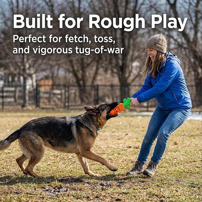 Tough Dog Toys for Aggressive Chewers Medium to Large Breed, Indestructible 7" Nylon & Rubber Carrot, Bacon Flavored Dental Chew Toy for Boredom, Easter Basket Stuffers for Dogs (20-70 lbs)