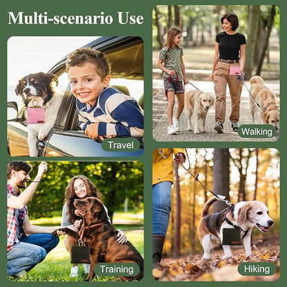 2Pcs Dog Treat Pouches for Pet Training, Hand Free Puppy Dogs Treat Bag with Carabiner, Portable Auto Closing Pet Dog Walking Bag for Travel or Outdoor Use, Pets Feed Snack Reward Pocket- Pink, Green