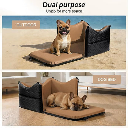 JOEJOY Dog Car Seats for Small Medium Dogs Under 35lbs, Waterproof PU Leather Dog Booster Seat with Detachable Cover, Thickened Memory Foam Pet Car Seat with Safety Belt and Storage Pockets