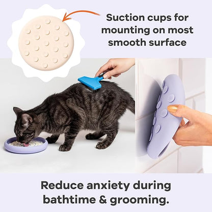 Awoo Lick Dish Silicone Dog & Cat Lick Mat & Slow Feeder with Suction Cups, Non-Slip, Dishwasher Safe, Extend Mealtime, Reduce Anxiety (Cream)