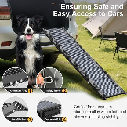 Dog Ramp for Car 63" Long & 17.3" Wide Portable Dog Ramps for Large Dogs with Non-Slip Rug Surface Dog Car Ramp for SUV Car & Truck, Folding Dog Ramp Up to 250LBS
