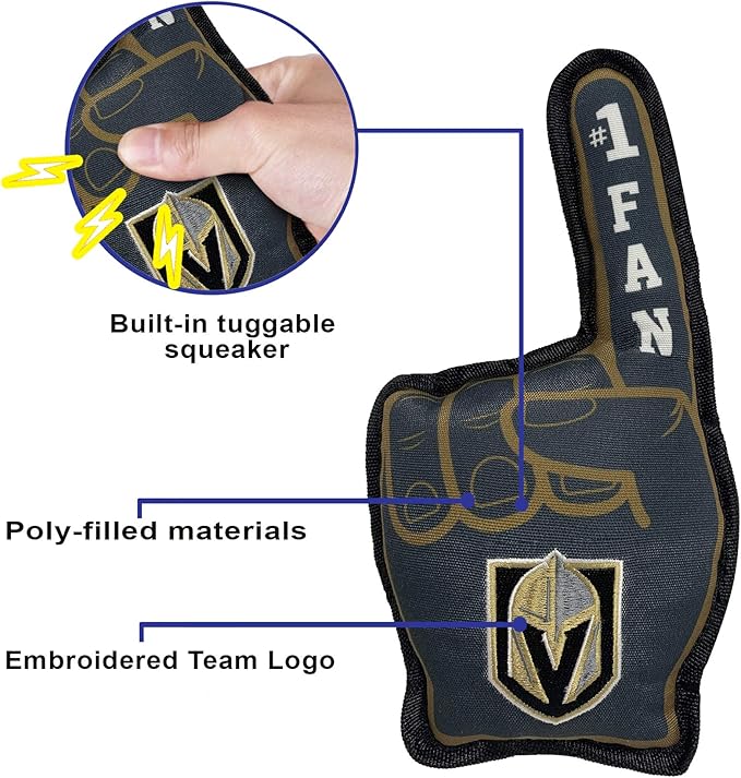 Pets First NHL Las Vegas Golden Knights #1 Fan Toy for Dogs & Cats. Best Tough PET Toy with Inner Squeaker. Number One Premium Dog Toy for Strongest Chewers & Sports Fans, One Size