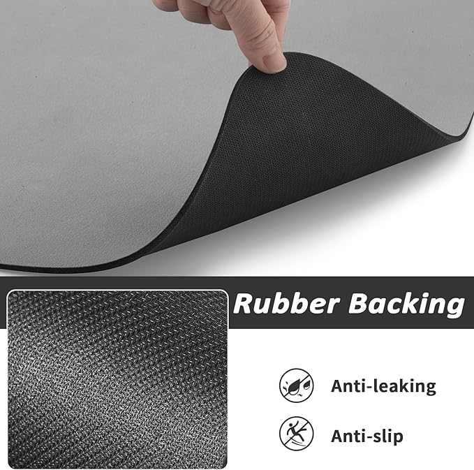 Dog Food Mat - Absorbent Cat Mat for Food and Water, No Stains Pet Feeding Bowl Mat, Easy to Clean Pet Placemats, Quick Dry Dog Water Dispenser Mat for Messy Drinkers | Paw Grey 18"x 28"
