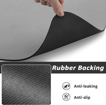Dog Food Mat - Absorbent Cat Mat for Food and Water, No Stains Pet Feeding Bowl Mat, Easy to Clean Pet Placemats, Quick Dry Dog Water Dispenser Mat for Messy Drinkers | Paw Grey 18"x 28"