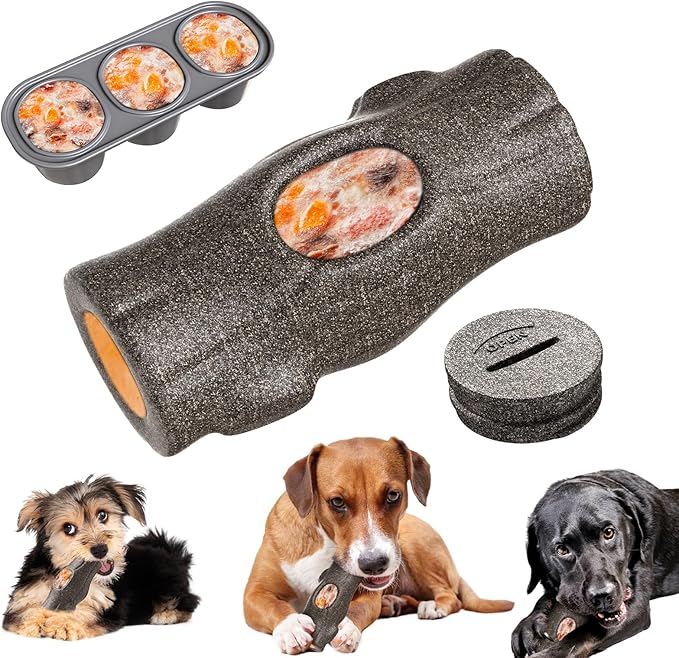Stump Shape Nylon Dog Chew Treat Toy with Filling Tray, Large Medium Dog Chew Toys for Teeth Grinding, Dogs Puzzle Interactive Toy for Slow Feeding to Keep Pet Healthy