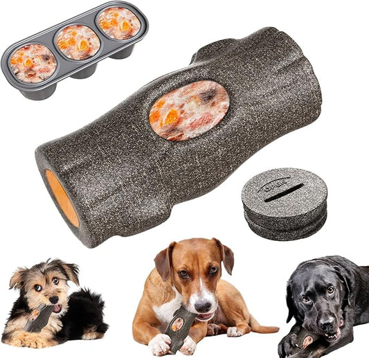 Stump Shape Nylon Dog Chew Treat Toy with Filling Tray, Large Medium Dog Chew Toys for Teeth Grinding, Dogs Puzzle Interactive Toy for Slow Feeding to Keep Pet Healthy