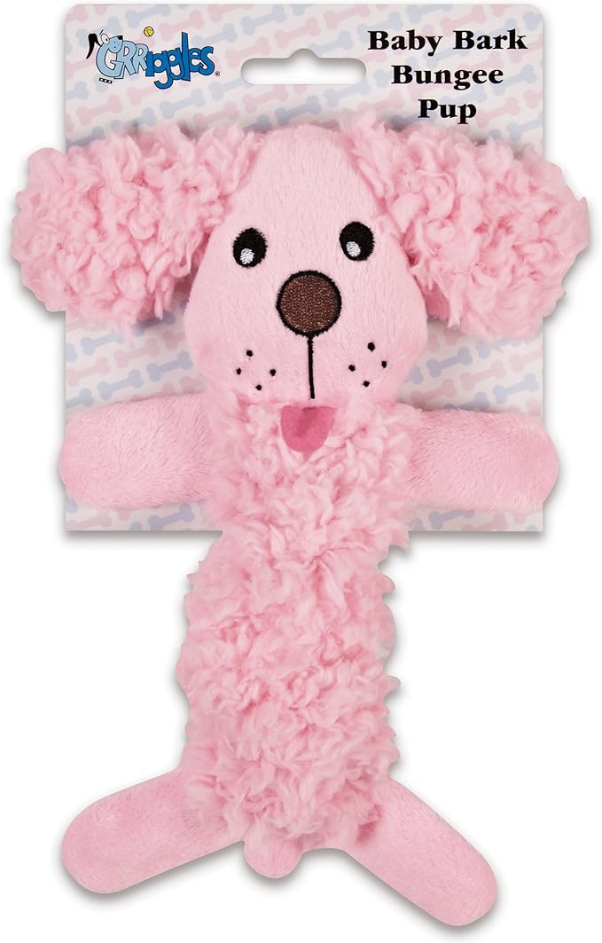 Grriggles Baby Bark Bungee Pup Toy, Pink Small