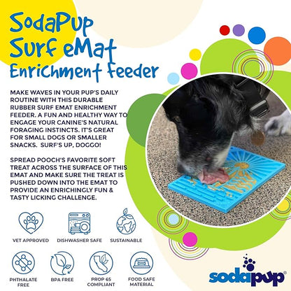 SodaPup Surf eMat – Durable Enrichment Feeder Made in USA from Non-Toxic, Pet-Safe, Food Safe Rubber for Mental Stimulation, Avoiding Overfeeding, Fresh Breath, Digestive Health, & More