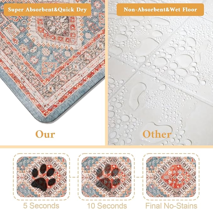 Dog Food Mat for Floors Waterproof Quick Dry Pet Placemat Cat Feeding Bowls Mats for Food and Water, Eco-Friendly Dog Accessories Diatomite Pets Supplies 12" X 20"