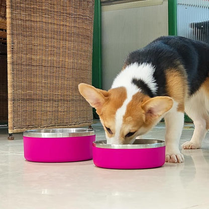 2 Pack Stainless Steel Dog Bowls, Outdoor Dog Water Bowl with Non Slip Rubber Bottom, Dishwasher Safe, Easy to Clean,40oz&64oz Pitaya