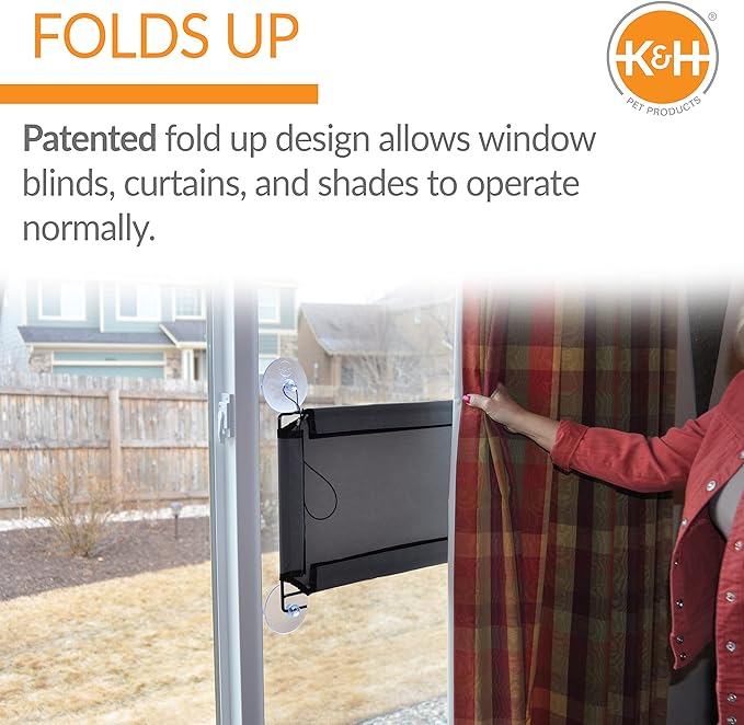 K&H Pet Products Window Lounger Cat Window Perch for Large Cats, Sturdy Kitty Sill Window Hammock Bed, Steel Frame, Sturdy Suction Cups, Washable Shelf Cover, Foldable - 23 X 12in Fleece