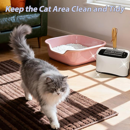 Cat Litter Scooper with Holder, Metal Cat Litter Scoop, Stainless Steel Sifting Shovel, Poop Sifter&Speed Sifter, Heavy Duty Wood Grip Kitty Litter Scooper for Easy Cleaning, Cats Accessories