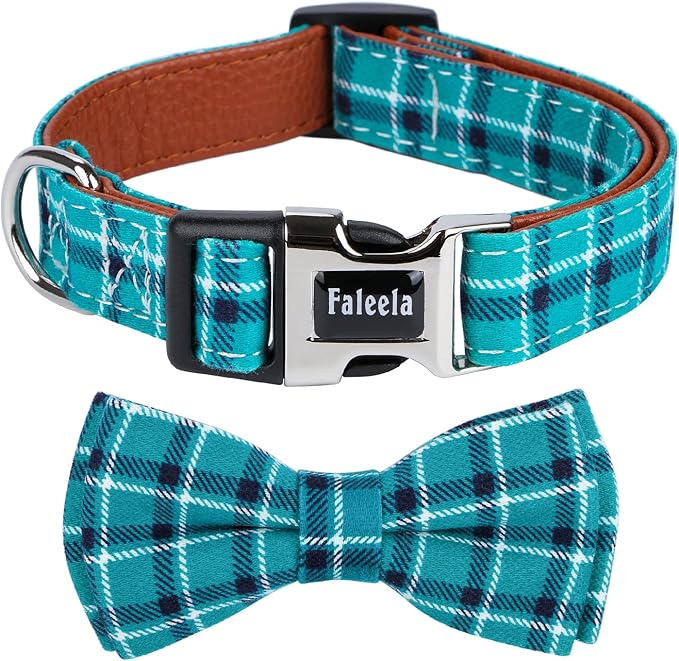 Faleela Soft &Comfy Bowtie Dog Collar,Detachable and Adjustable Bow Tie Collar,for Small Medium Large Pet (Small (Pack of 1), Green)