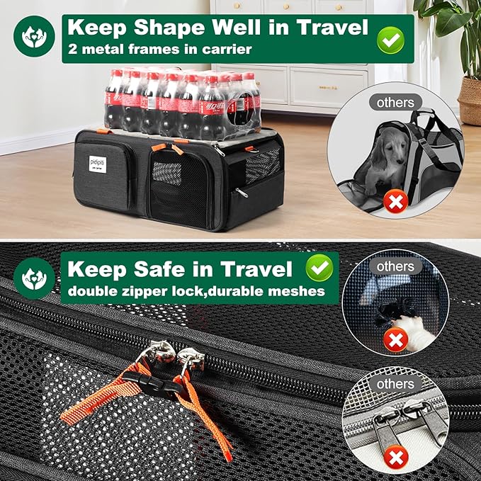 17x13x8 Frontier Allegiant Breeze Airlines Approved top Expandable pet Carrier for Extra-Small Dog/Small cat,Weight up to 5 lbs,Length Shorter Than 16''