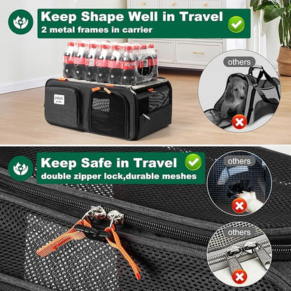 17x13x8 Frontier Allegiant Breeze Airlines Approved top Expandable pet Carrier for Extra-Small Dog/Small cat,Weight up to 5 lbs,Length Shorter Than 16''