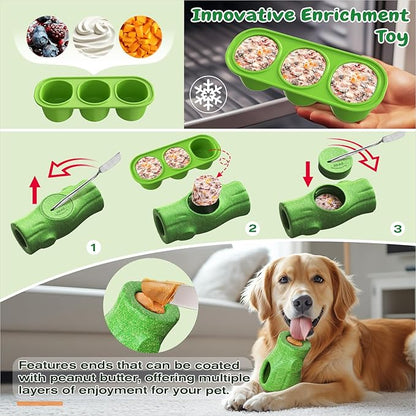 KADTC 3 in 1 - X-Large Size Durable Dog Fillable Toy,Peanut Butter Filler & Freeze Frozen Lick Treat Tray,Indestructible Tough Chew Toys for Aggressive Chewers Dogs,BPA-Free, Non-Stick & Easy to Clean
