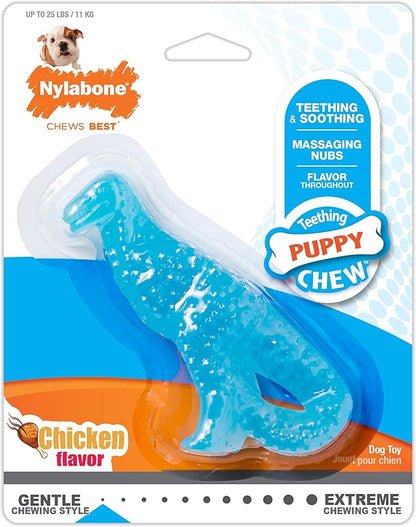Nylabone Dental Dinosaur Puppy Power Chew Toy, Soothing Puppy Teething Bone, Enrichment Toy for Puppies, Chicken Flavor, Small Dogs - Up to 25 lbs., 1 Count