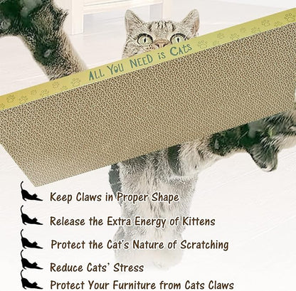 AccEncyc Cardboard Cat Scratcher Pads Cat Scratching Board for Indoor Cats 16.5x8.3x1 Inch Dual-Side Corrugated Cat Scratcher Reusable Cat Supplies - 3 Pack