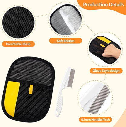 Pet Hair Removal Glove for Cats & Dogs, Upgraded Electrostatic Pet Fur Remover Gloves with a Fine-Tooth Comb Brush, Reusable Hair Removal Tool for Fabric Surface Couch, Car Seat (9.45" x 6.69")