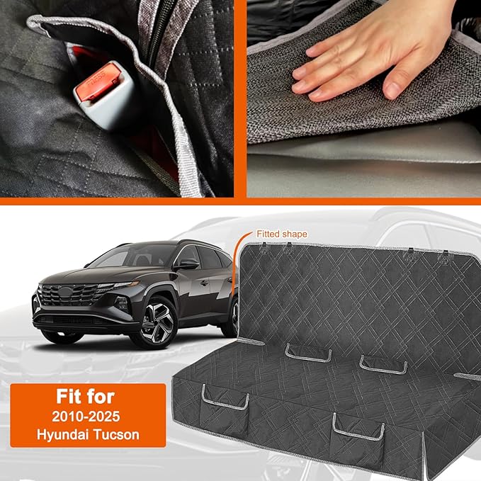 Dog Car Seat Cover Compatible with Hyundai Tucson 2010-2025, Waterproof Pet Bench Seat Cover for Back Seat, 600D Heavy Duty Scratch Proof Nonslip Truck Seat Covers for Dogs