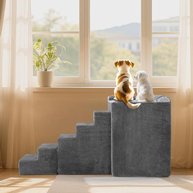 HOMBYS Stable Foam Dog Window Perch & Orthopedic Bed with Reinforced Metal Frame for Long-Lasting Support, Pet Bunk Bed for Dogs, Joint Relief & Window Viewing (Height 21")
