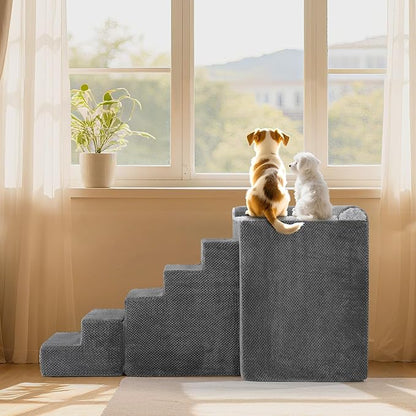 HOMBYS Stable Foam Dog Window Perch & Orthopedic Bed with Reinforced Metal Frame for Long-Lasting Support, Pet Bunk Bed for Dogs, Joint Relief & Window Viewing (Height 21")