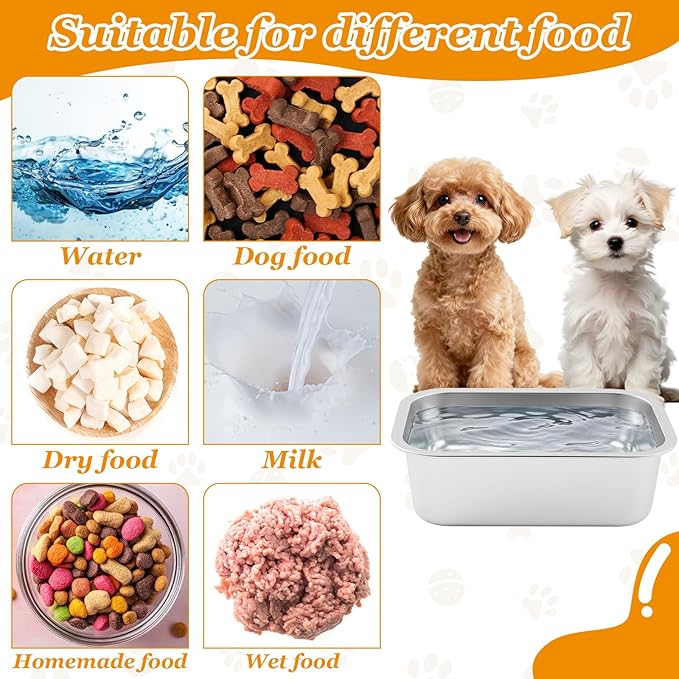LemonRoad 10 Pcs Large Stainless Steel Metal Dogs Bowls Bulk 1.25 Gallons Capacity Pet Food Dish Rust Resistant for Medium, Larges, X-Large Dogs Pets Indoor and Outdoor Use