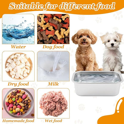 LemonRoad 10 Pcs Large Stainless Steel Metal Dogs Bowls Bulk 1.25 Gallons Capacity Pet Food Dish Rust Resistant for Medium, Larges, X-Large Dogs Pets Indoor and Outdoor Use