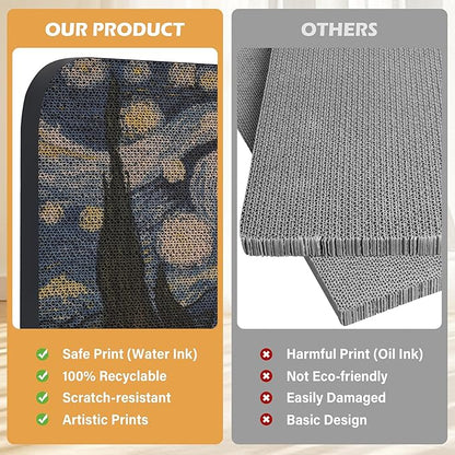 2 Pack Art Cat Scratcher, Wall-Mountable Cat Scratch Pad, Cat Wall Scratcher 16.7x11x1 Inch Cat Scratching Board for Indoor Cats Toy (Series1)