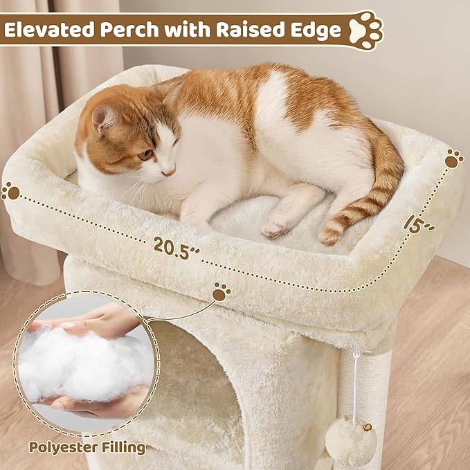 Yaheetech 23.5in Cat Tree Tower, Cat Condo with Sisal-Covered Scratching Posts, Cat House Activity Center Furniture for Kittens, Cats and Pets - Beige