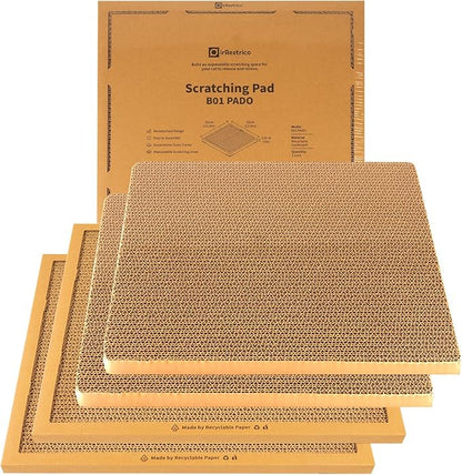 Cat Scratching Pad Board, Refillable and Combinable Corrugated Cat Scratchers for Indoor Cats, Double-Sided and Recyclable Cardboard (2Refill+2Pack)
